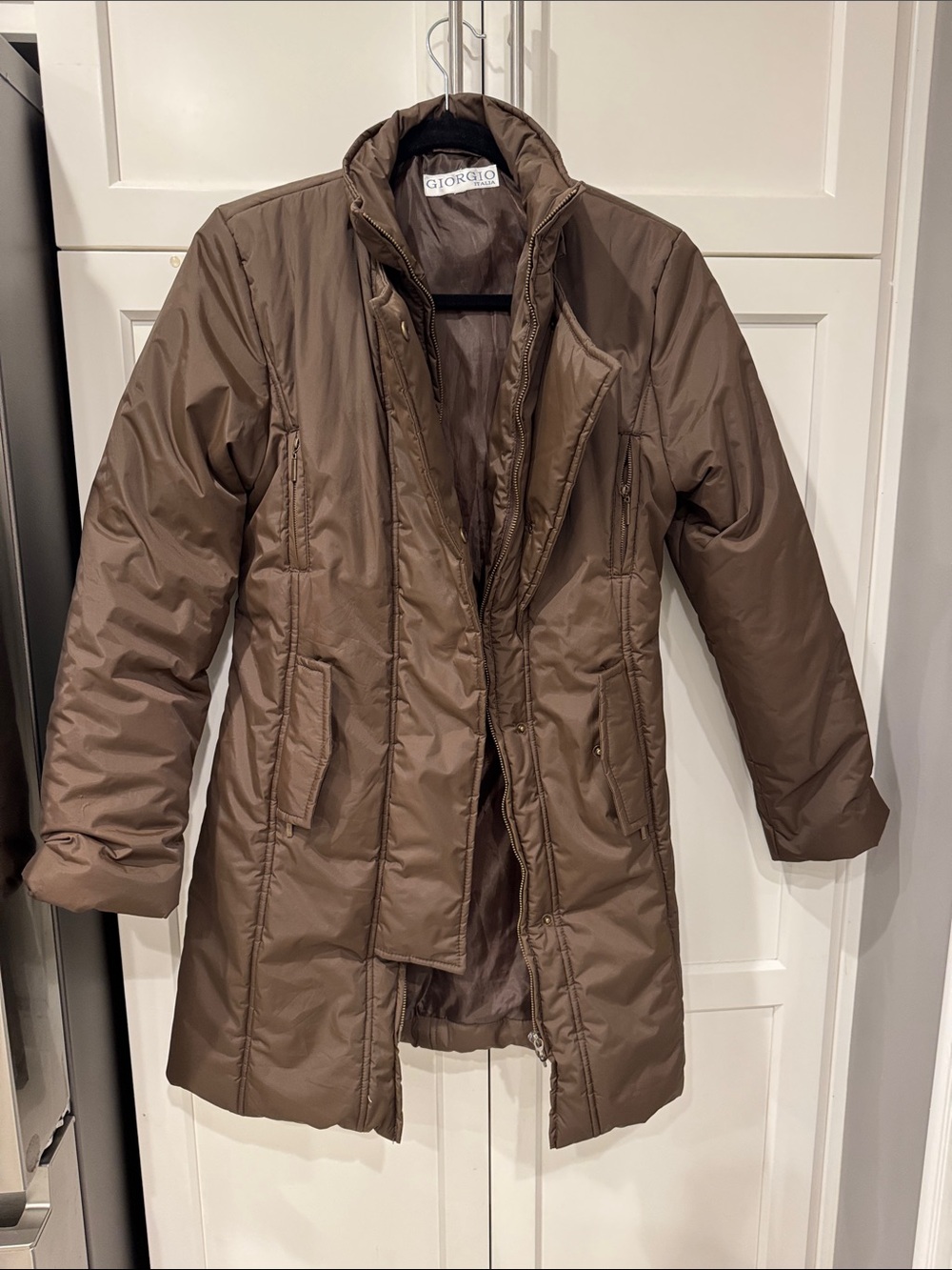Women's Brown Long Puffer Coat